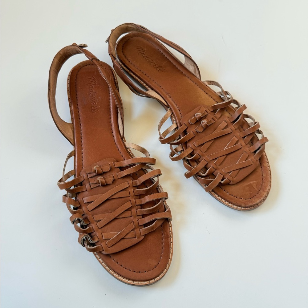 Madewell Brown Leather Strappy Slingback Sandals